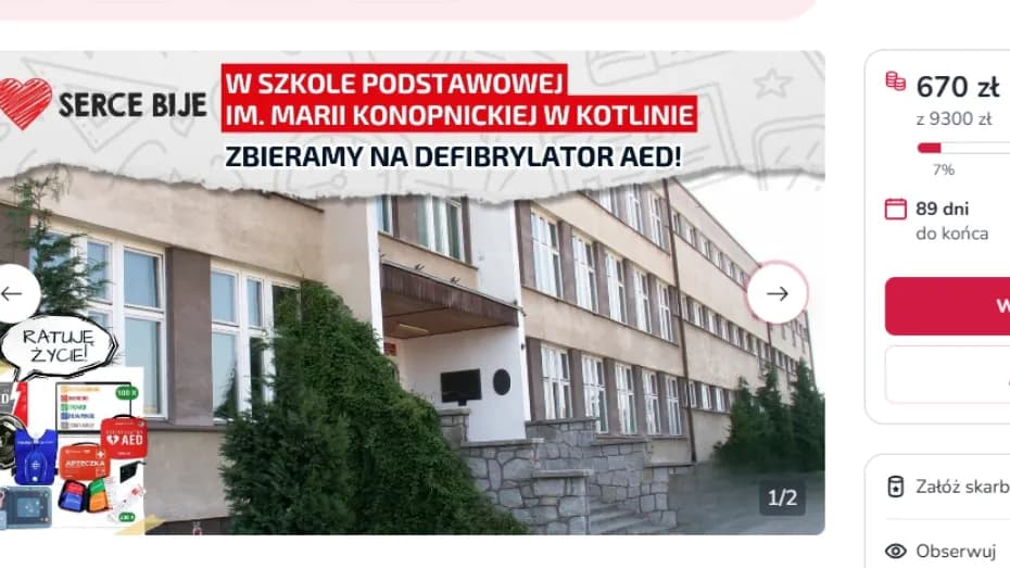 Szkoła uruchomiła zbiórkę na zakup defibrylatora AED. Pomożecie?