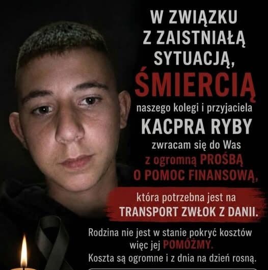 Tragedia w Danii. Zbiórka na transport ciała Kacpra