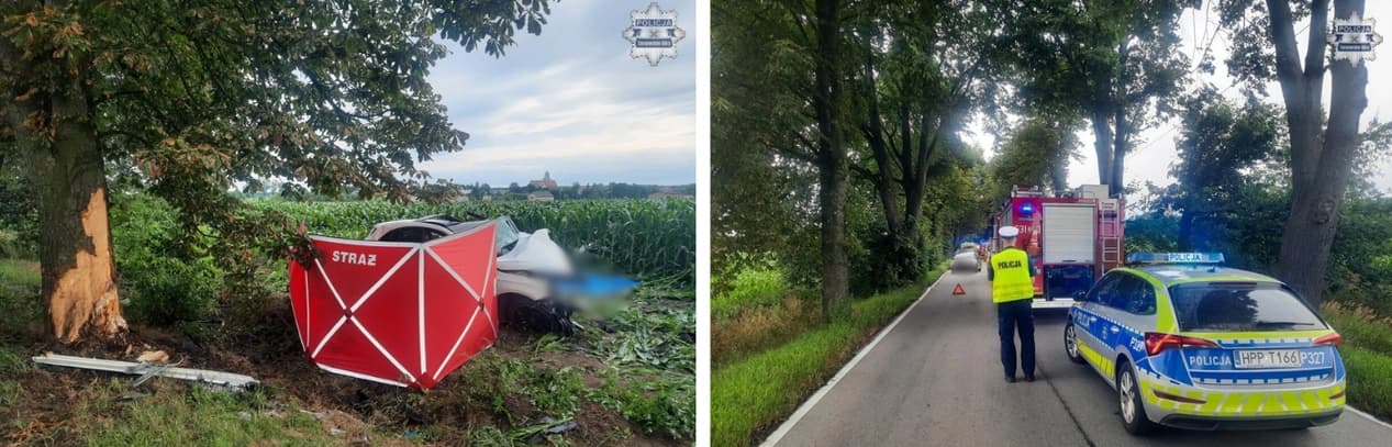 Tragiczny wypadek pod Tarnowskimi Górami. Nie żyją dwaj młodzi mężczyźni