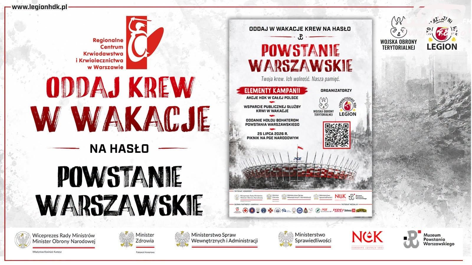 Trwa ogólnopolska kampania honorowego krwiodawstwa „Powstanie Warszawskie”, organizowana przez Wojska Obrony Terytorialnej