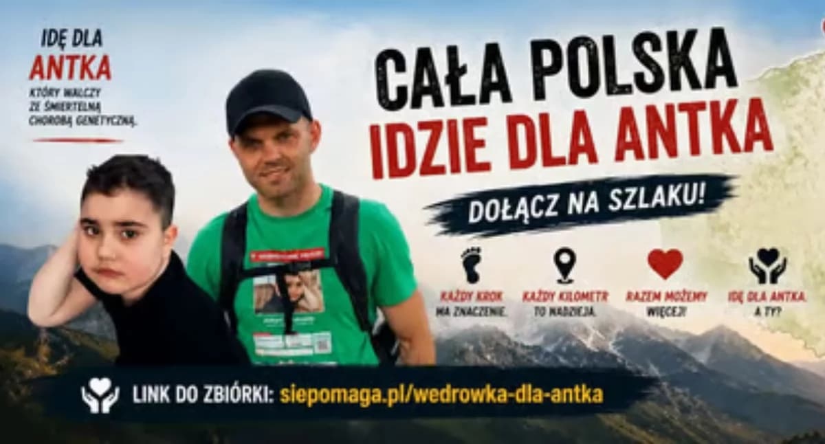 Trwa wyjątkowy marsz - Marek przejdzie pieszo z Krakowa do Zakopanego, by pomóc w walce o życie 9-letniego Antosia