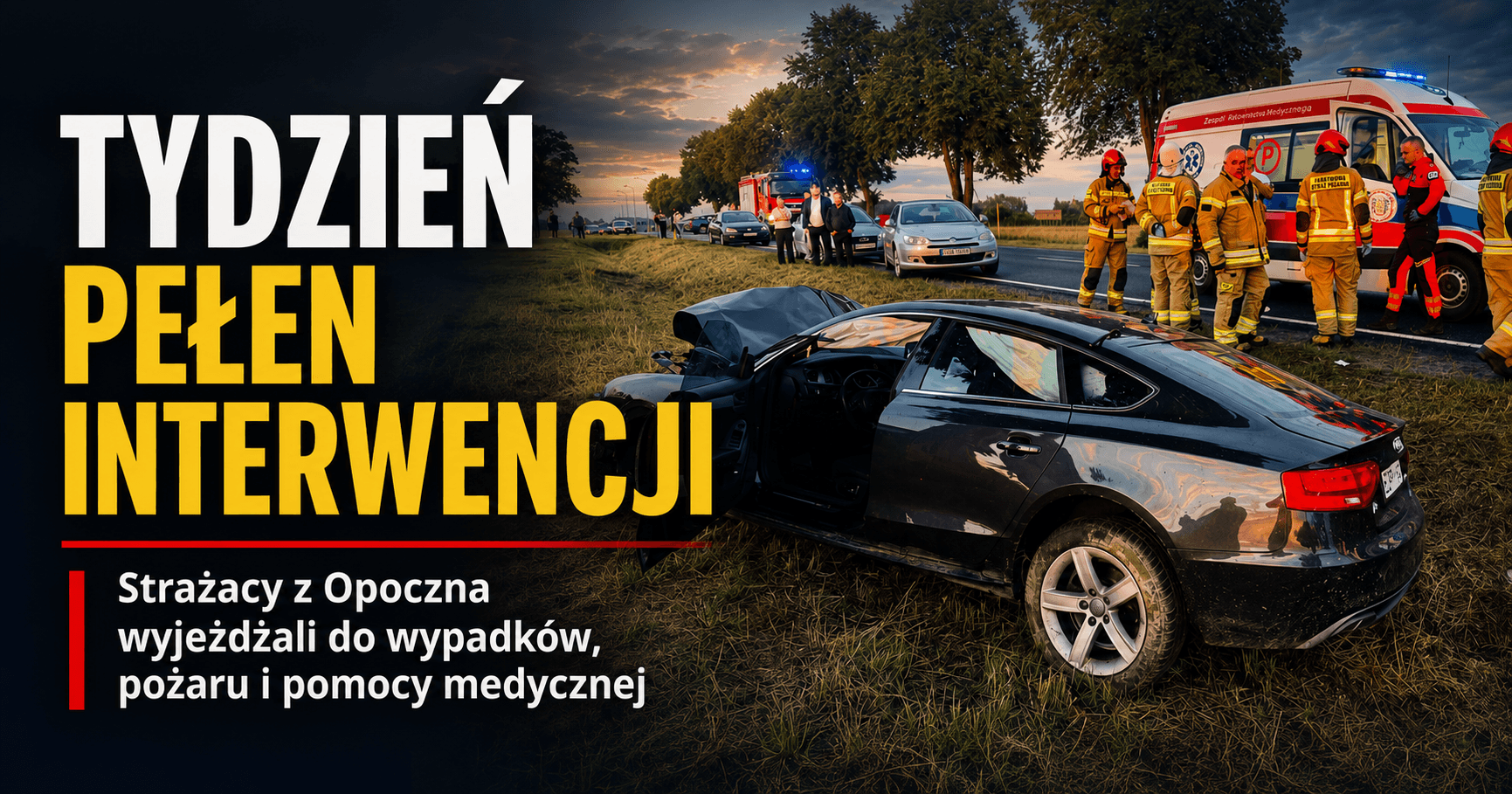 Tydzień pełen interwencji. Strażacy z Opoczna wyjeżdżali do wypadków, pożaru i pomocy medycznej