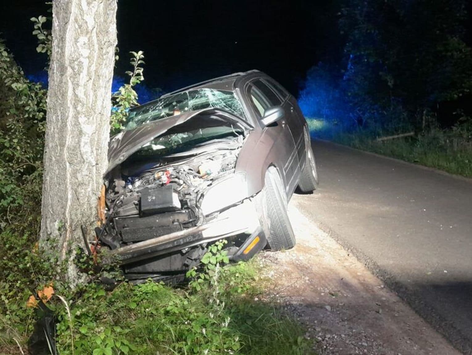 Uciekł po zderzeniu z drzewem, miał 2 promile, a nie miał prawa jazdy. 59-latek z gminy Czersk w rękach policji