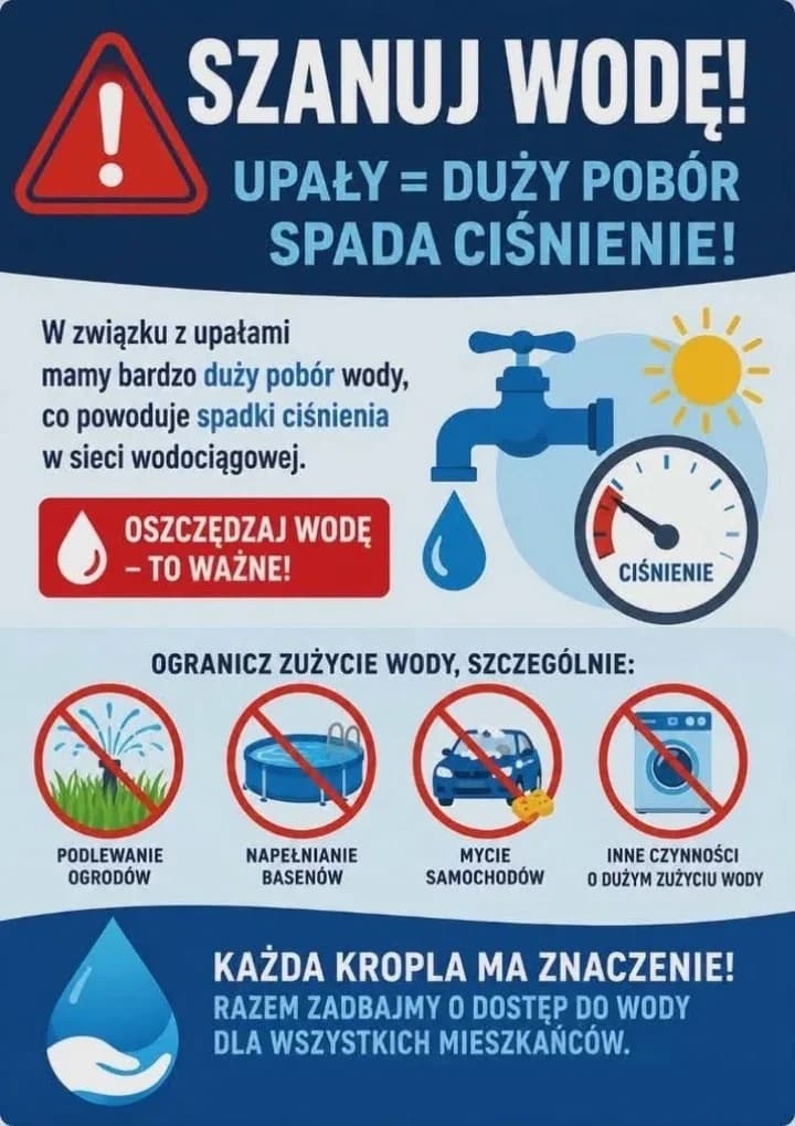 Upały obciążają wodociągi w Wolbromiu. Każda kropla ma znaczenie