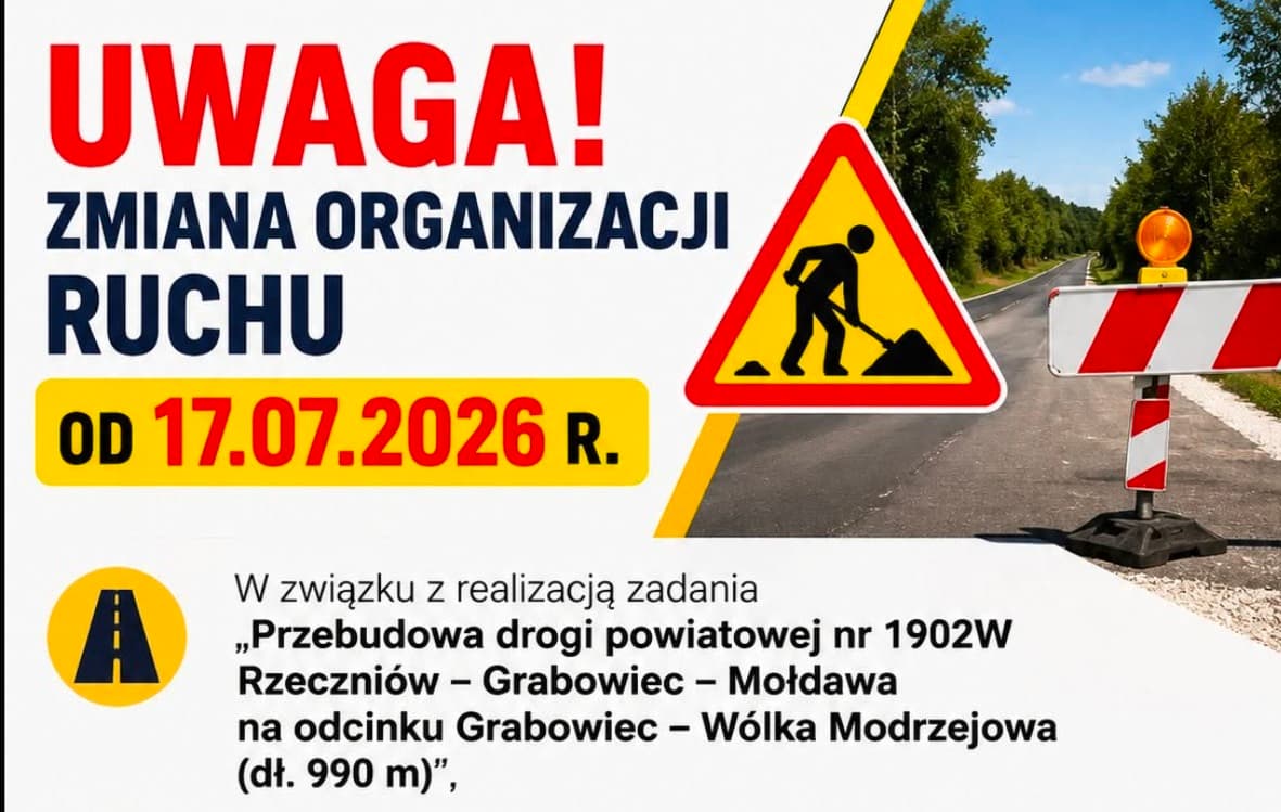 Utrudnienia w powiecie lipskim. Zmiana organizacji ruchu