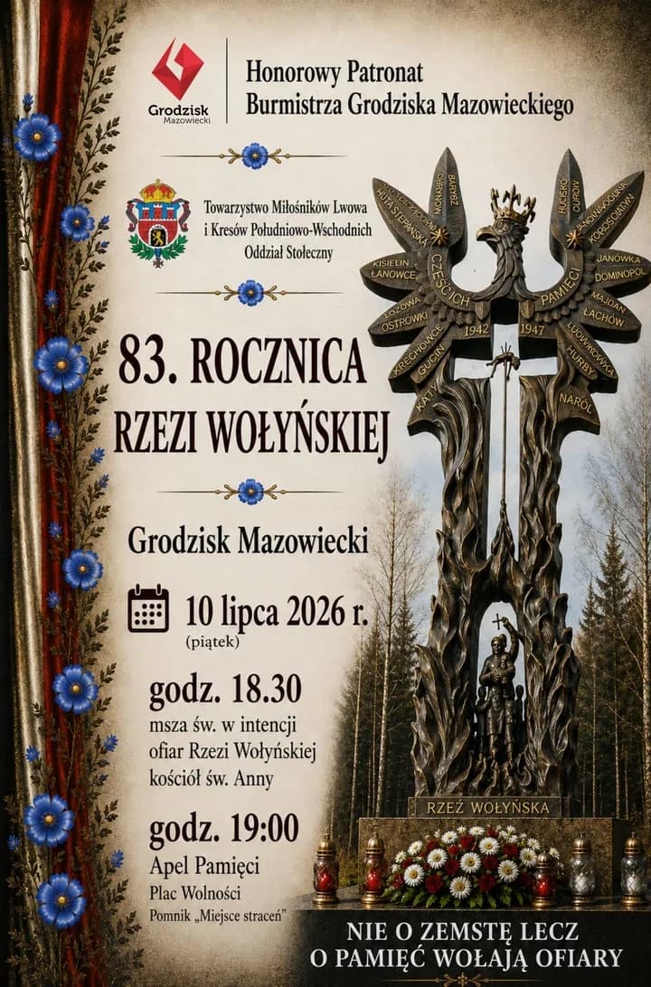 W Grodzisku Mazowieckim oddadzą hołd ofiarom Wołynia. Znamy program