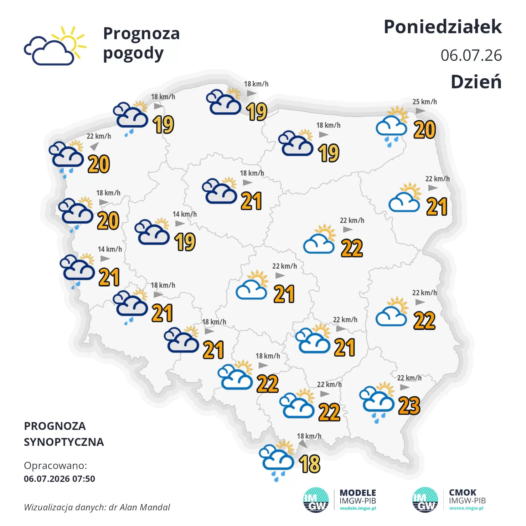 W poniedziałek czekają nas chmury, deszcz i burze w górach