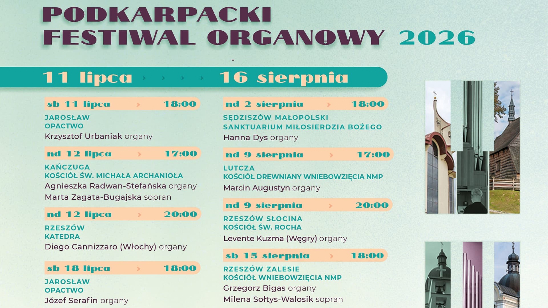 W sobotę rusza Podkarpacki Festiwal Organowy