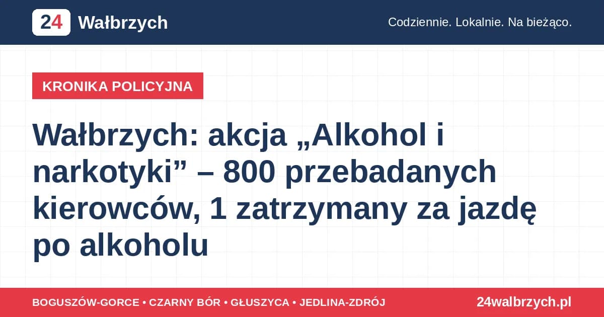 Wałbrzych: akcja „Alkohol i narkotyki” – 800 przebadanych kierowców, 1 zatrzymany za jazdę po alkoholu