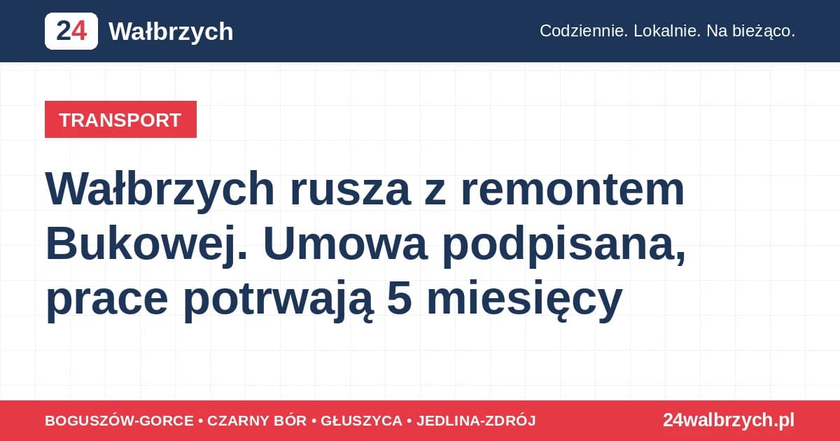 Wałbrzych rusza z remontem Bukowej. Umowa podpisana, prace potrwają 5 miesięcy