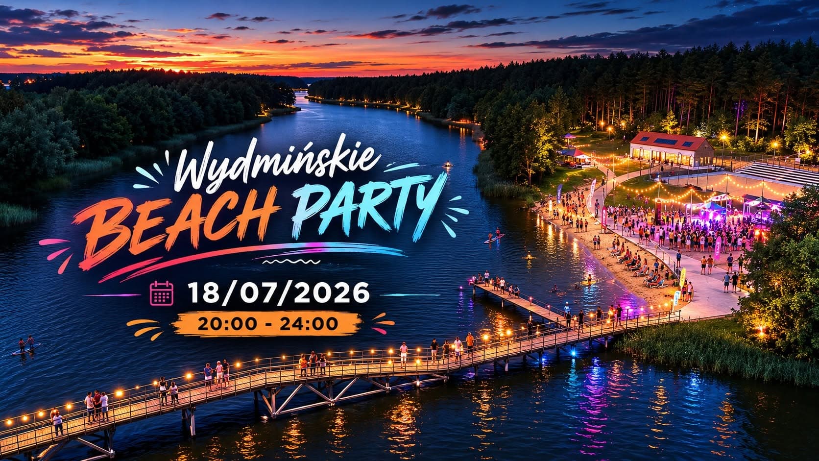 Wydmińskie Beach Party 18 lipca 2026. Letnia potańcówka nad jeziorem w Wydminach📅 18 lipca 2026📍 plaża gminna w Wydminach