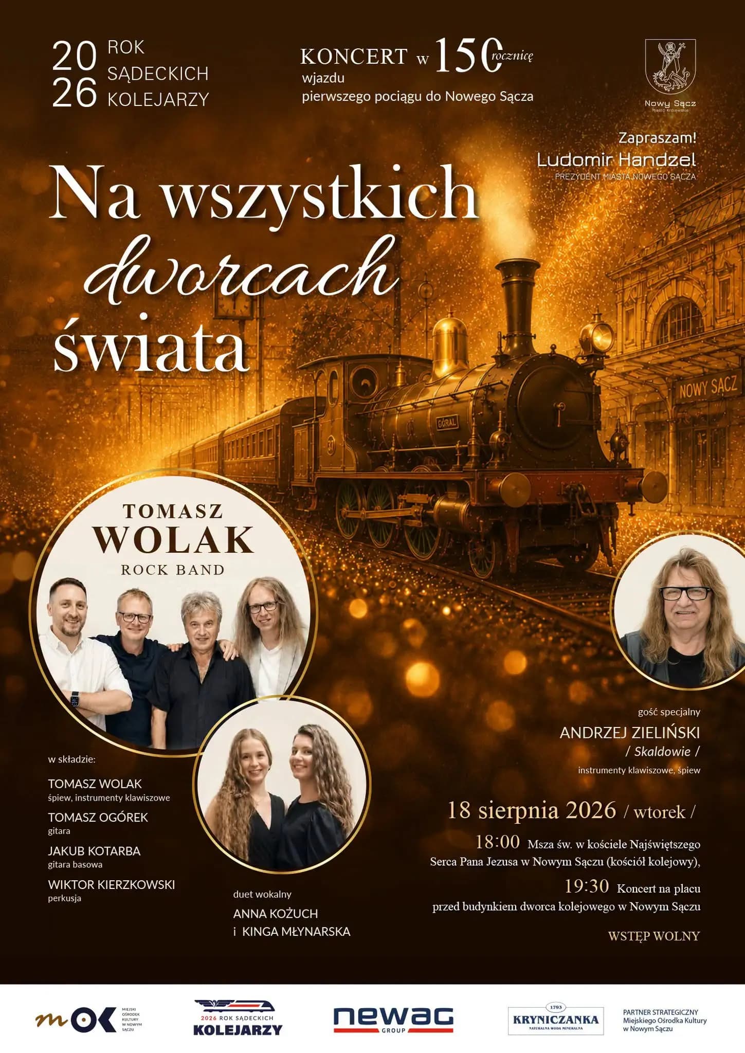 Wyjątkowy jubileusz w Nowym Sączu. Miasto zaprasza na koncert z okazji 150-lecia kolei