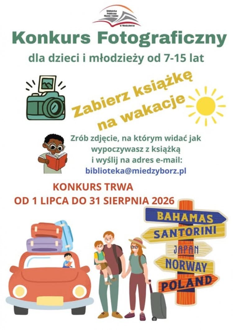 Zabierz książkę na wakacje. Konkurs fotograficzny biblioteki