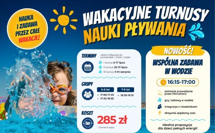 Ząbki – Letnia oferta zajęć pływackich dla dzieci – trwają zapisy