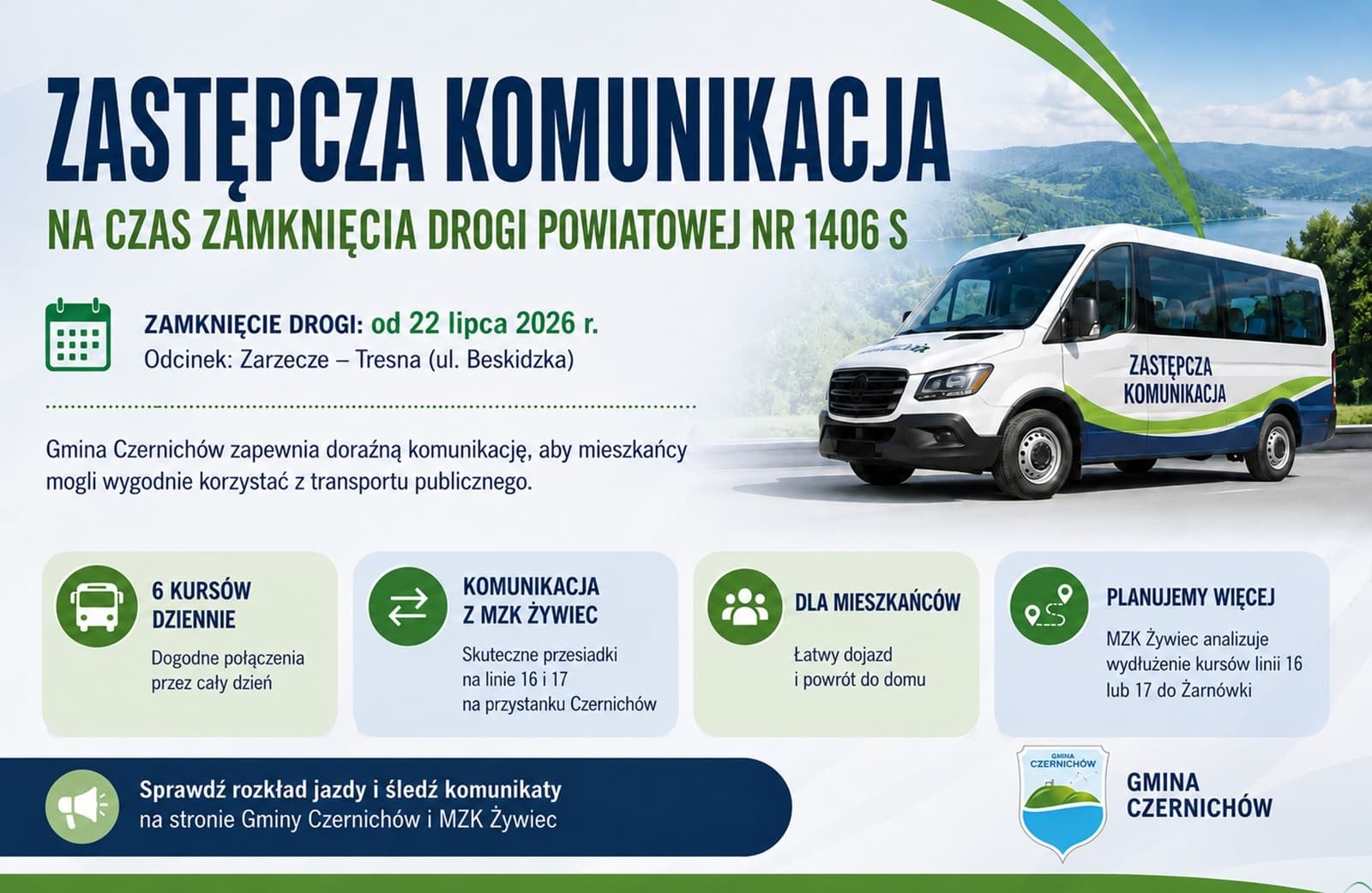 Zamknięcie drogi w Zarzeczu. Jak dojechać autobusem do Tresnej Małej?