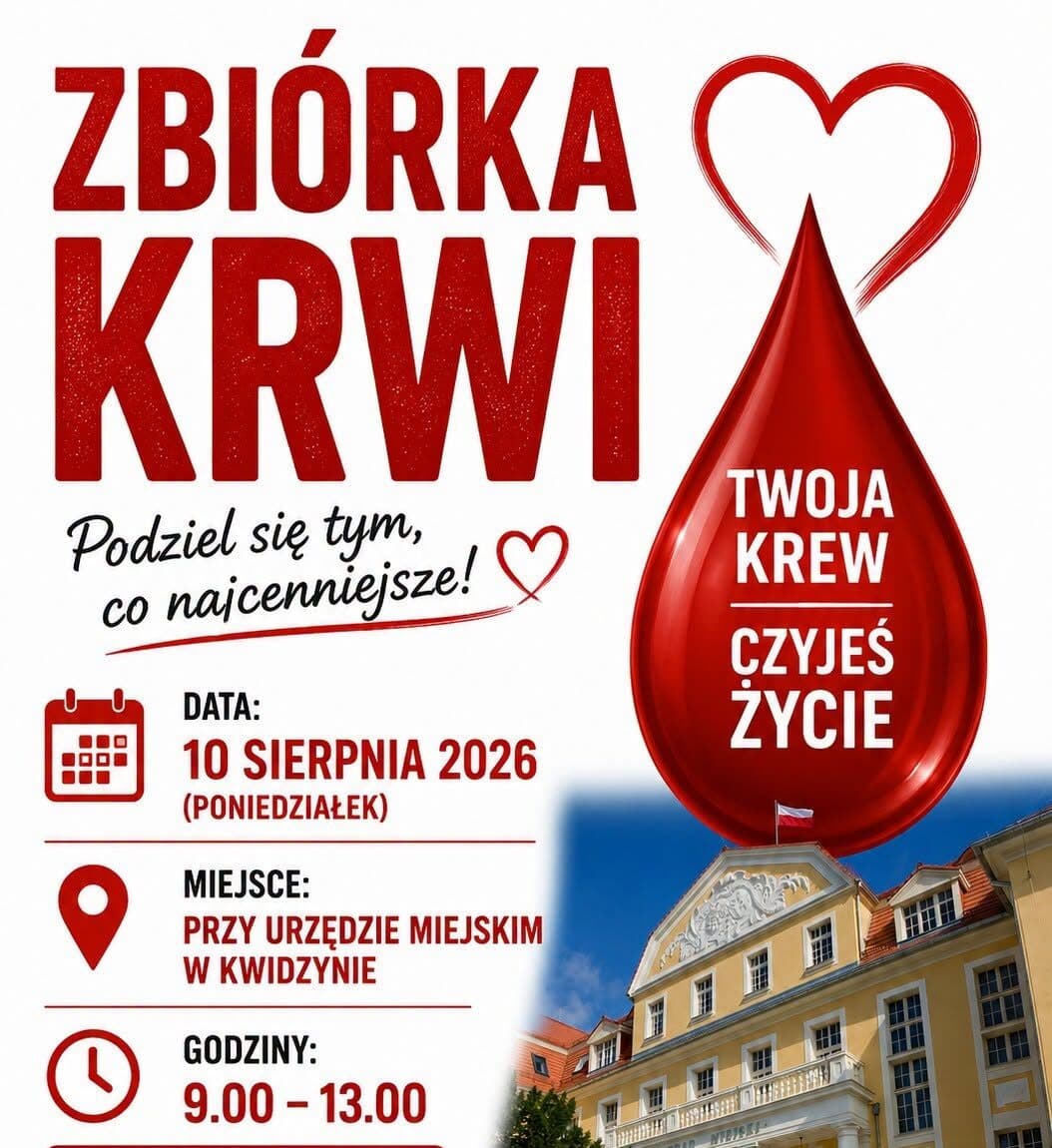 Zbiórka krwi w Kwidzynie. Oddaj krew 10 sierpnia przy Urzędzie Miejskim