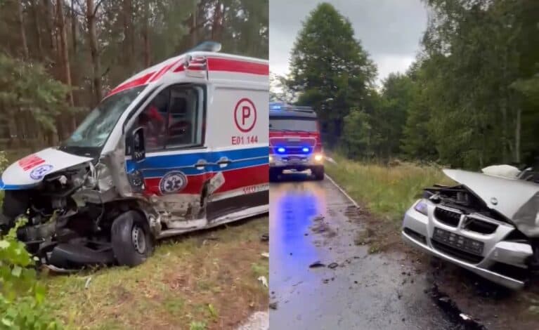 Zderzenie BMW z karetką w Kozim Polu w powiecie radomszczańskim