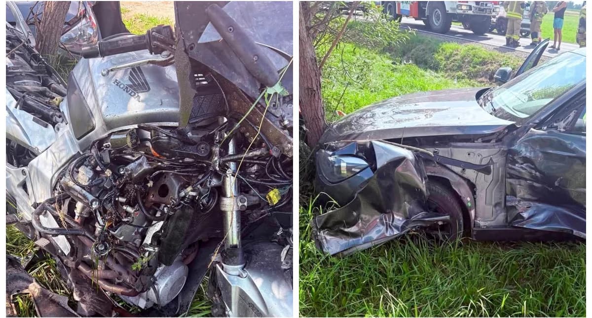 Zderzenie motocykla z BMW. Dwie osoby trafiły do szpitala