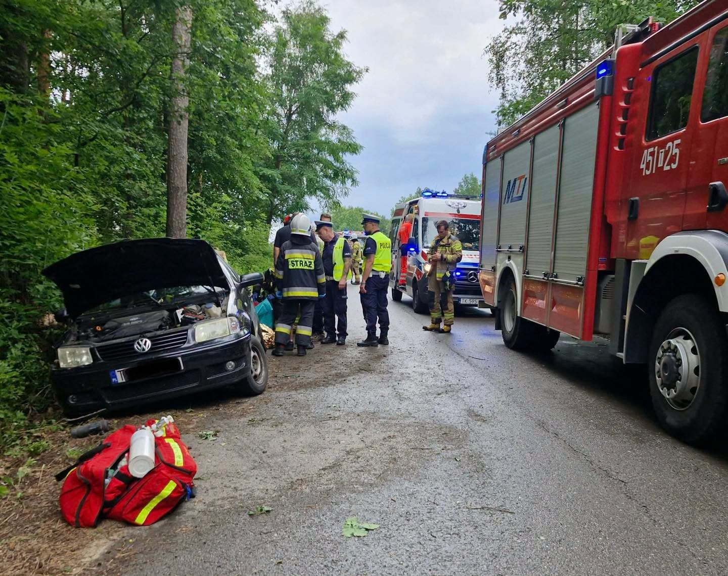 Zderzenie osobówki z drzewem w gminie Ćmielów