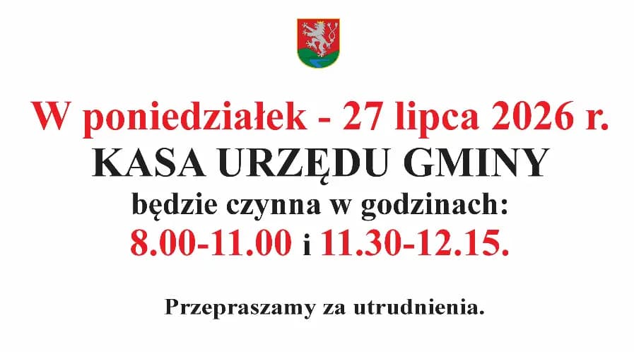 Zmiana godzin pracy Kasy Urzędu Gminy