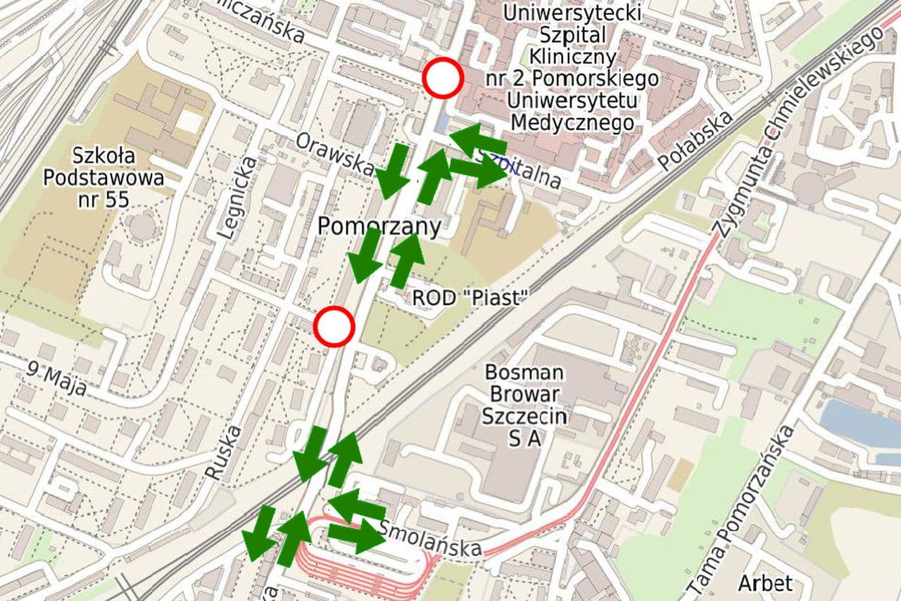 Zmiany w al. Powstańców Wielkopolskich na odcinku Frysztacka - Smolańska