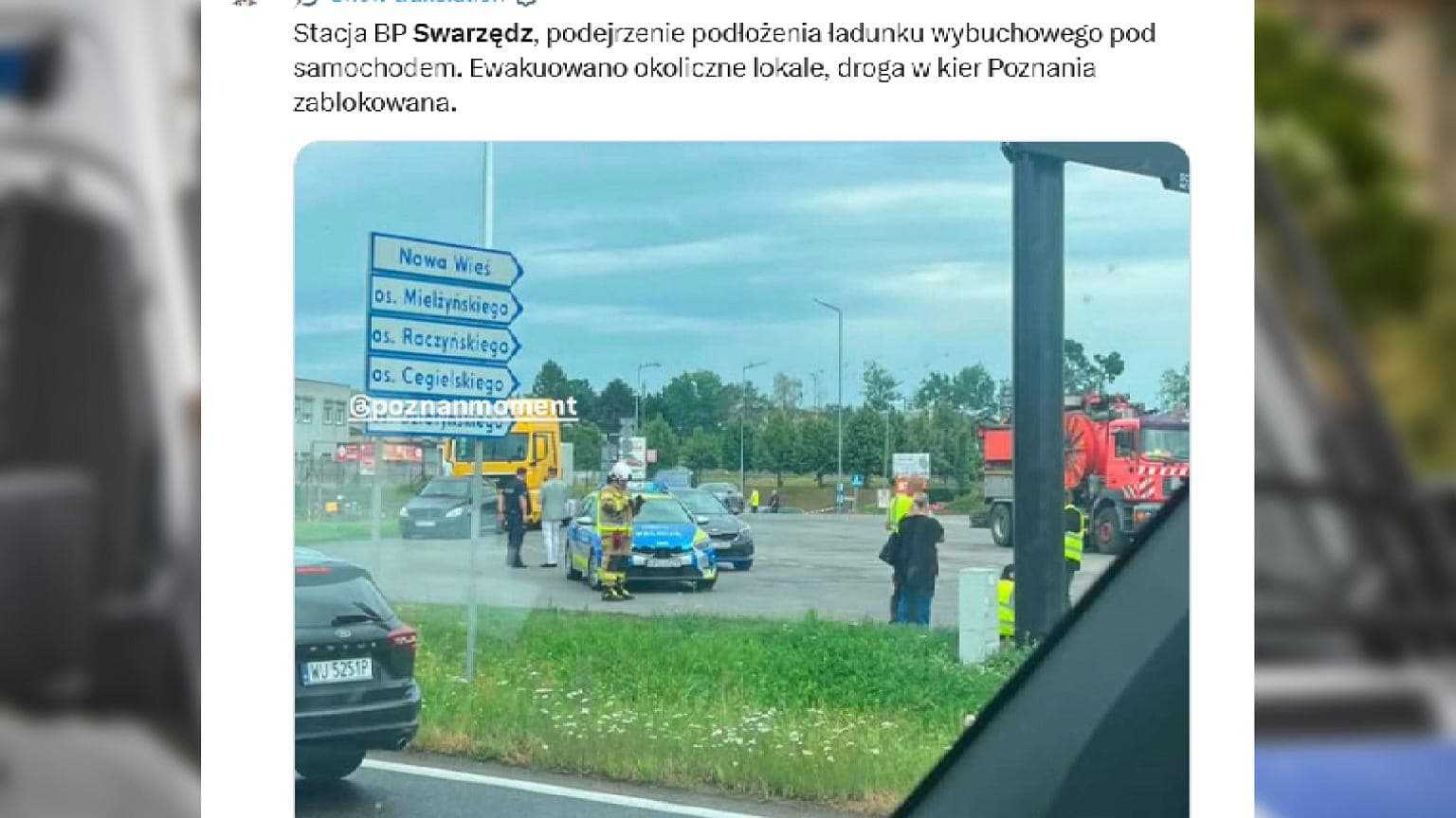 Akcja służb pod Poznaniem. Kierowca zobaczył "dziwnie wyglądające kable"