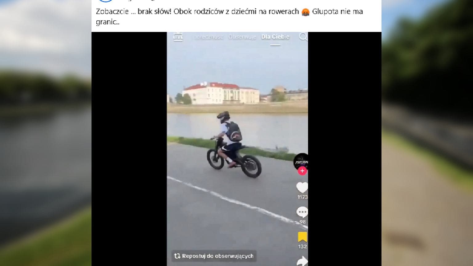 Jechał motocyklem przez bulwary w Krakowie. Miał rozpędzić się do 120 km/h. Jest nagranie