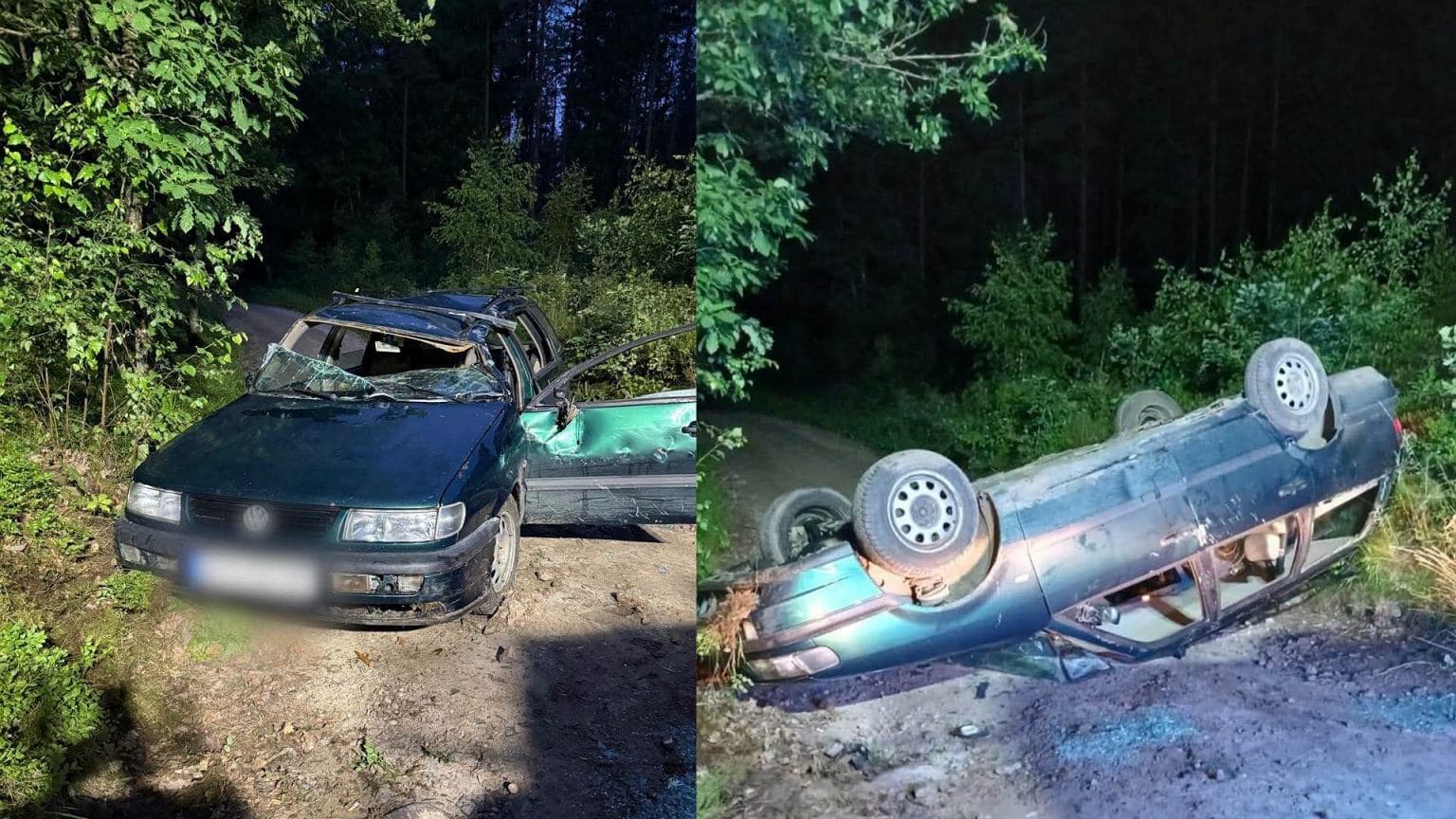 Śmiertelny wypadek w Mściszewicach. Autem jechało dziewięć osób. Cztery na dachu
