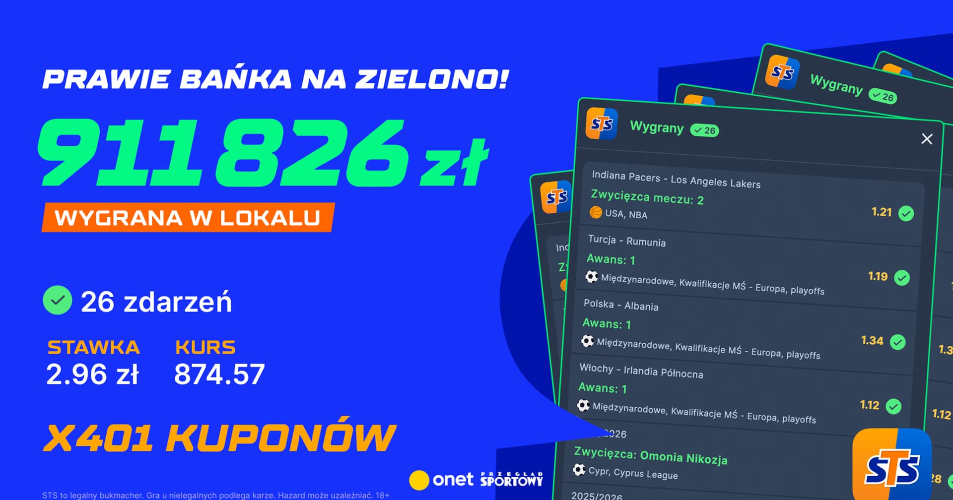 Nietypowa wygrana w STS! Ten sam kupon zagrano w lokalu aż 401 razy