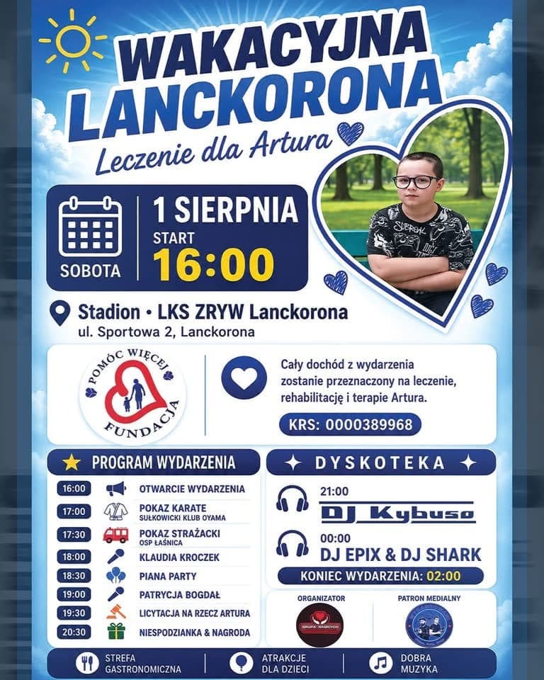 Wakacyjna Lanckorona 2026. Charytatywny festyn dla Artura.
